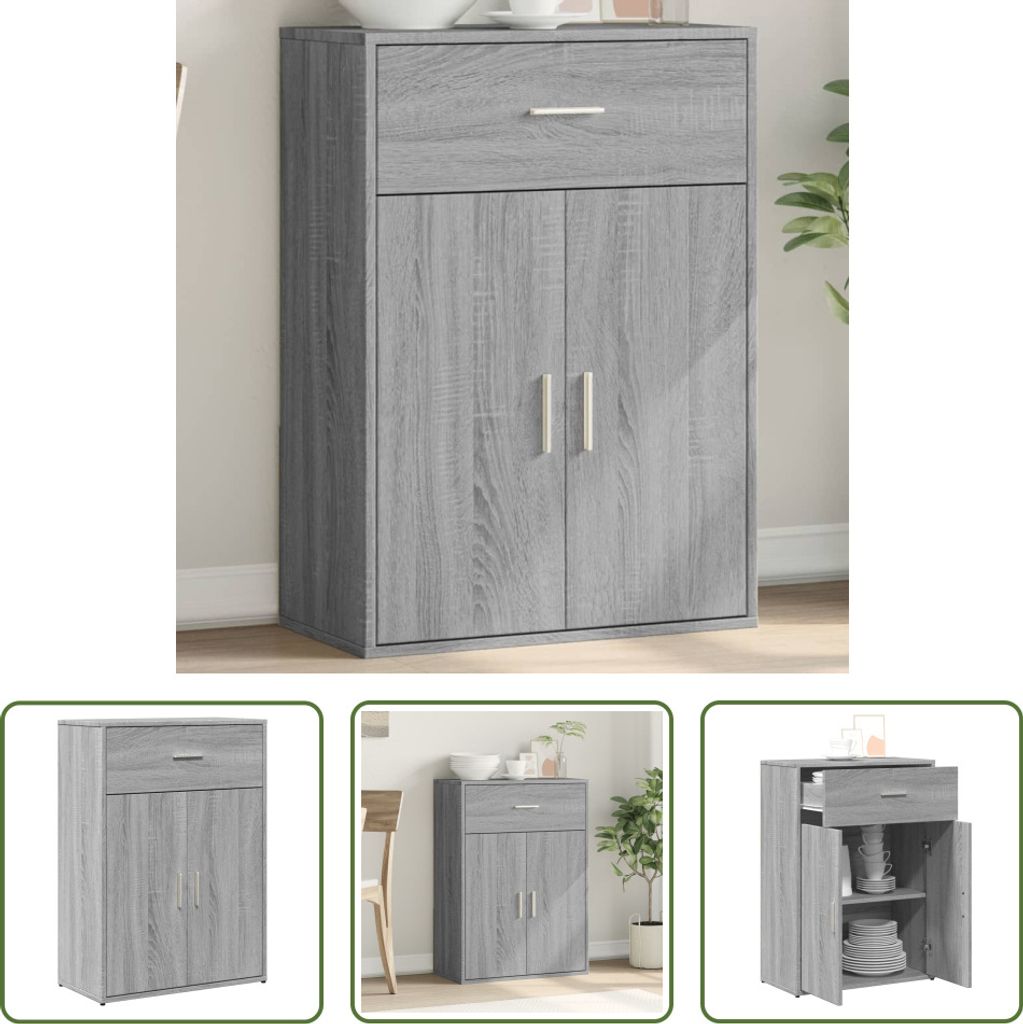 The Living Store Sideboard Grau Sonoma 60x30x84 cm Holzwerkstoff