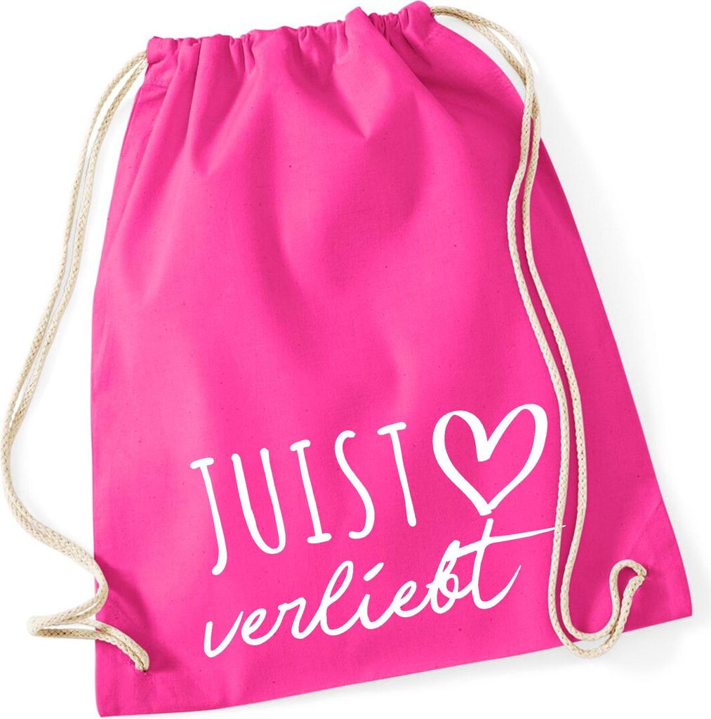Huuraa Turnbeutel Juist verliebt 12 Liter Fuchsia Baumwolle Rucksack Geschenkidee