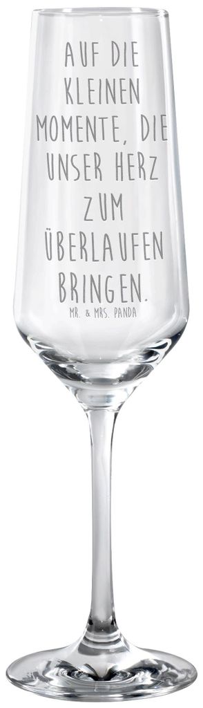 Mr. & Mrs. Panda Glas Spruch Sektglas Momente - Transparent - Geschenk, graviert, Champagnerglas, liebevolle Gestaltung, handgefertigte Produkte, S...