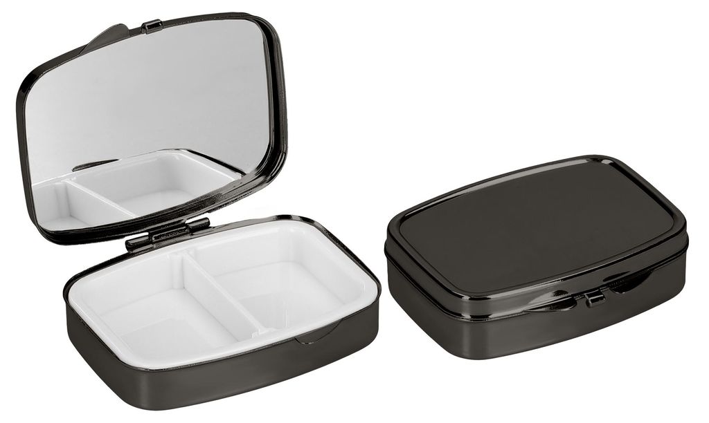 kwmobile 2x Edelstahl Tablettenbox mit 2 Fächern - 5,5 x 4 Produktbild 