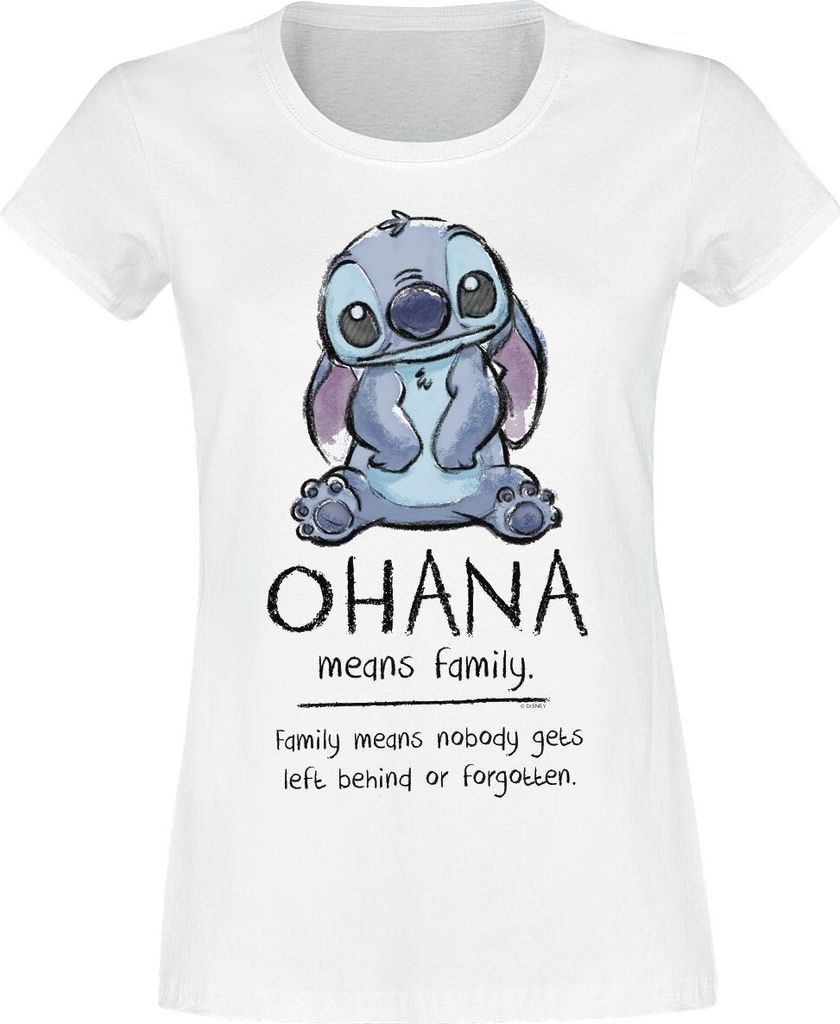 Lilo & Stitch T-Shirt Damen Ohana Means Family weiß S