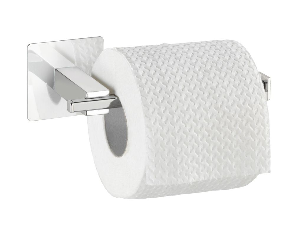 WENKO Toiletten Papier Rollen Halter QUADRO Bad Gäste WC Edelstahl ohne bohren