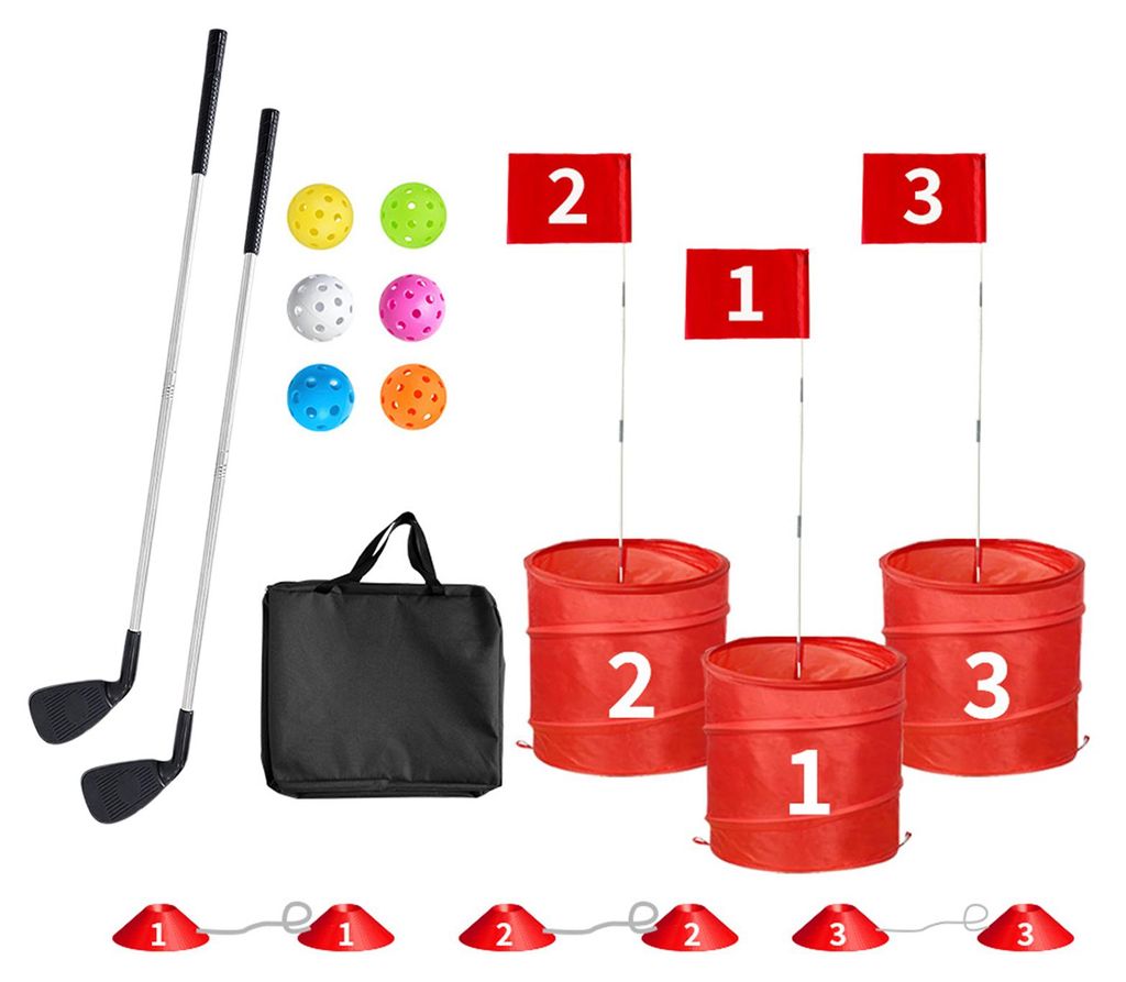 Tragbares Golf-Übungsset mit Pickballs, Strandeimer-Trainingsset mit Chipping-Netz, leichtes Outdoor-Spiel für Garten und Park