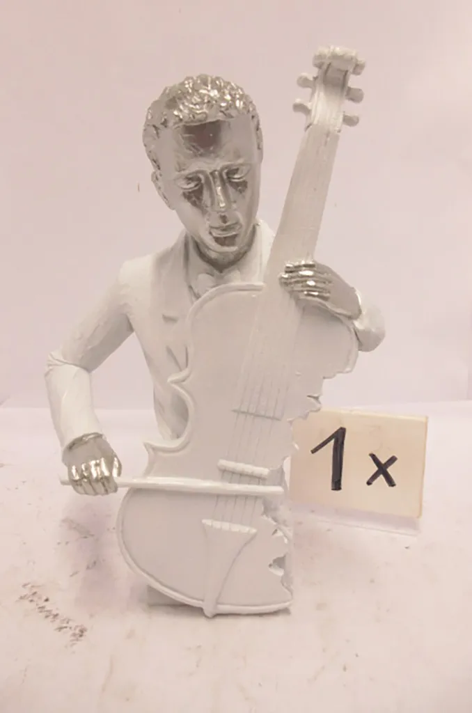 Gilde Figur, Musiker, "Musician", Mannmotiv, Violoncello, Kunstharz, weiß, VE 1, L. 10,5 cm, B. 21 cm, H. 31 cm 52909 - 7