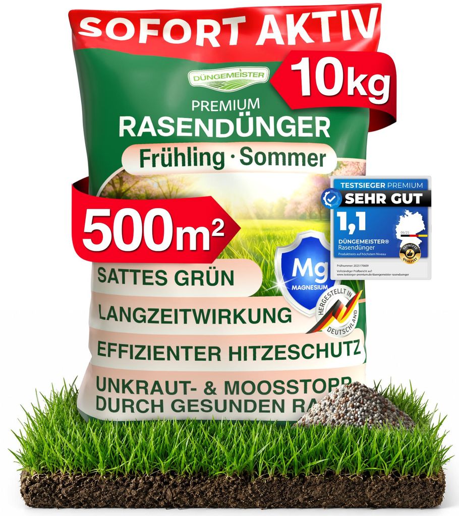 DÜNGEMEISTER Rasendünger für Ihren sattgrünsten Traumrasen Produktbild 