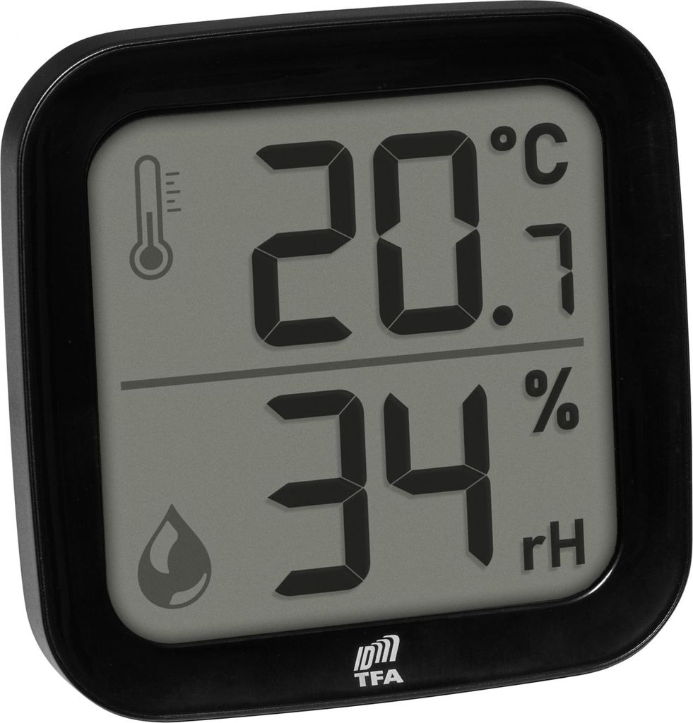 TFA.me Thermo Hygro Sender ID-A0 INDOOR TFA 30.3908 große Displayanzeige Temperatur Luftfeuchte : schwarz : ohne Batterien