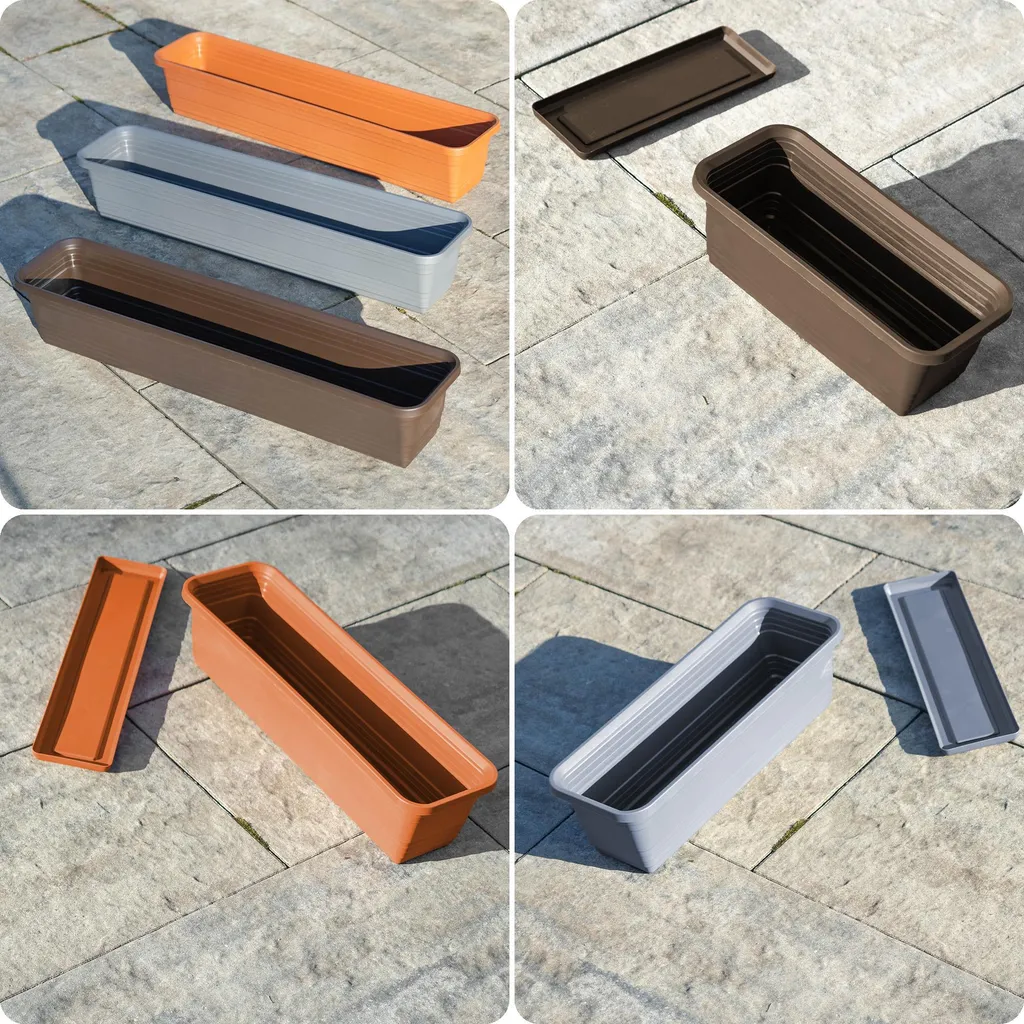 Pot de Fleurs de Balcon 80cm KADAX avec Fixation Robuste Style Pierre - 13