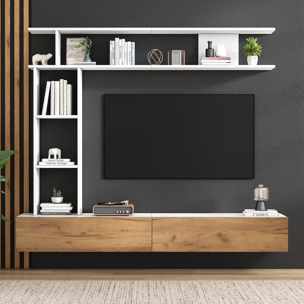 MODFU Wohnwand Wohnzimmermöbel-Set mit TV-Ständer, Produktbild 