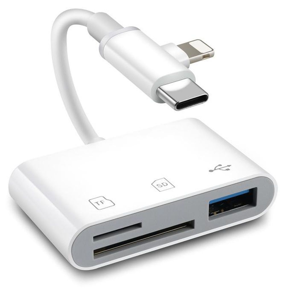 SD Kartenleser für iPhone iPad – Dual Slot (SD/TF), USB Adapter, Plug & Play – Keine App nötig, unterstützt iOS 13–16