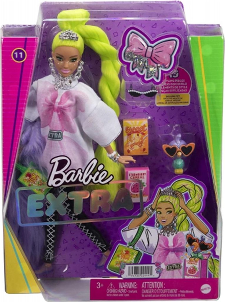 Mattel Barbie Extra neónová bábika so zelenými vlasmi v Obrázok produktu 