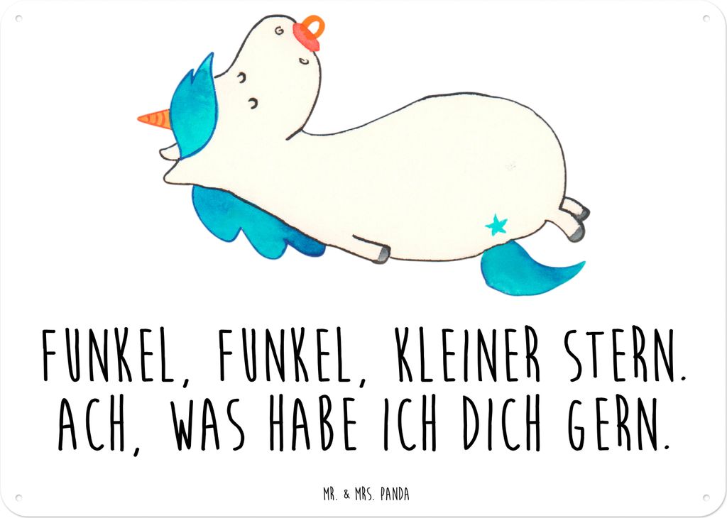 Mr. & Mrs. Panda tafel Einhorn Schnuller DIN A3 - Weiß - Geschenk, Türschild, Unicorn, Säugling, Mama, Schild, Einhörner, Wandbild, Geburtstag,...