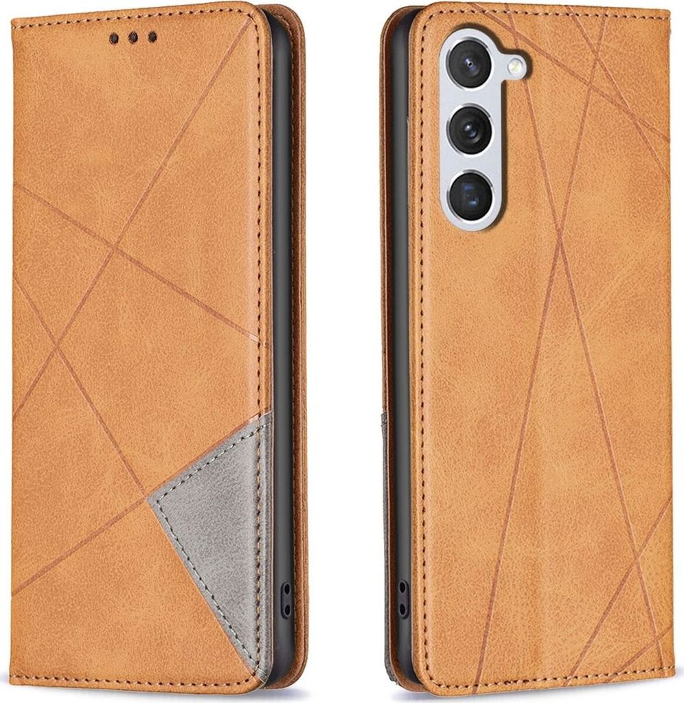 Mobigear Rhombus Slim Samsung Galaxy S25 Hülle Klapphülle - Cognac