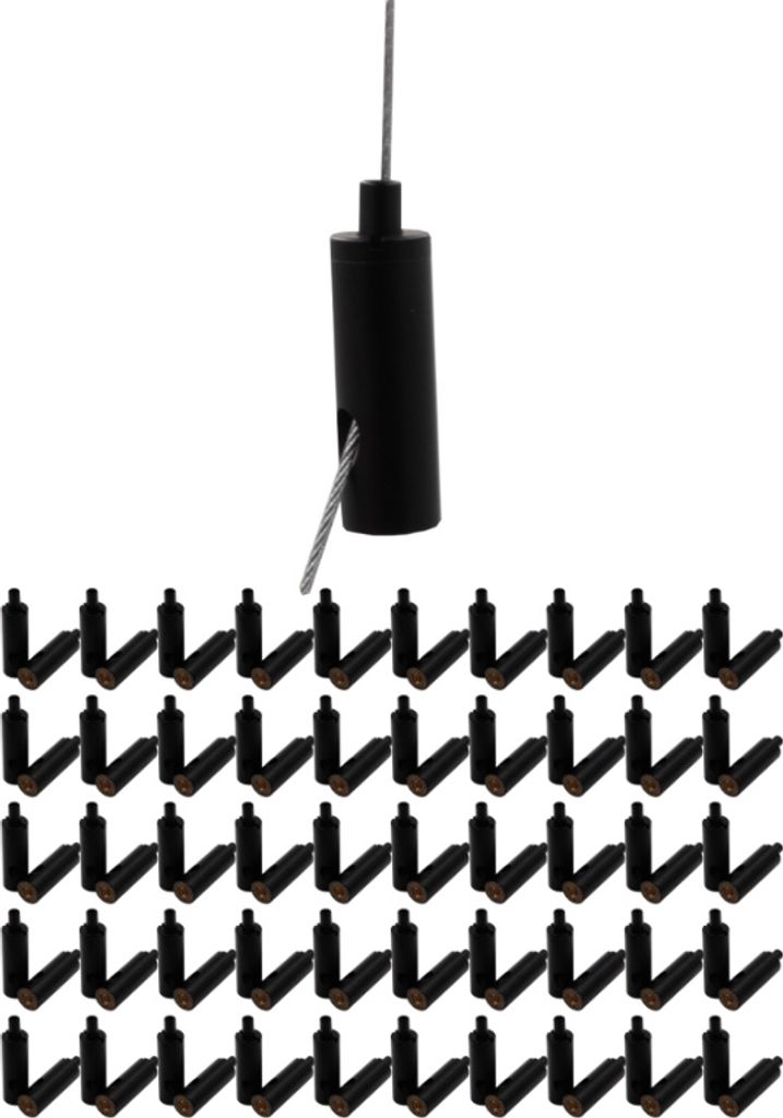 100x Drahtseilhalter / Gripper 15, M4 Innengewinde, für Drahtseil Ø 1,0 - 1,5 mm | schwarz