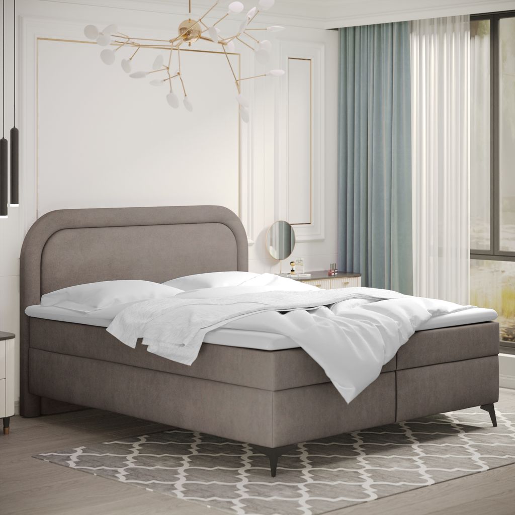 Kaiser Möbel Boxspringbett mit bettkasten und topper Valentino, mehrere Größen Noel 140x200 cm Beige
