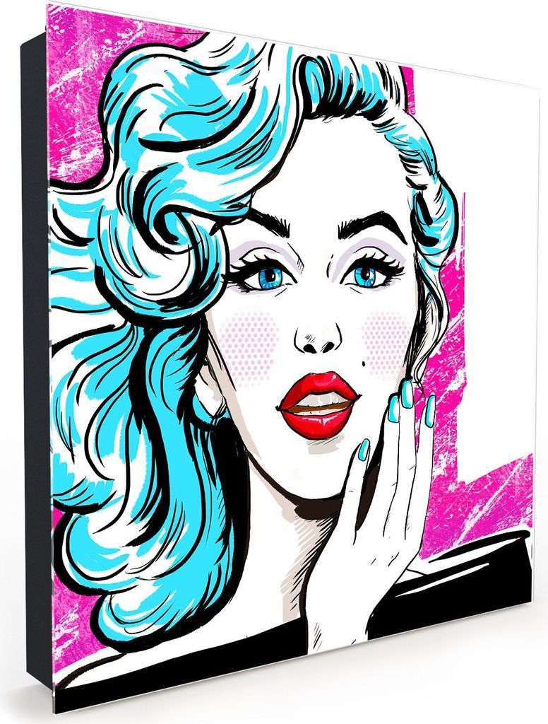 Nachbildung-Schlüsselkasten, Magnetpinnwand und Memoboard mit Glasfront Motiv Mädchen mit farbigem Haar