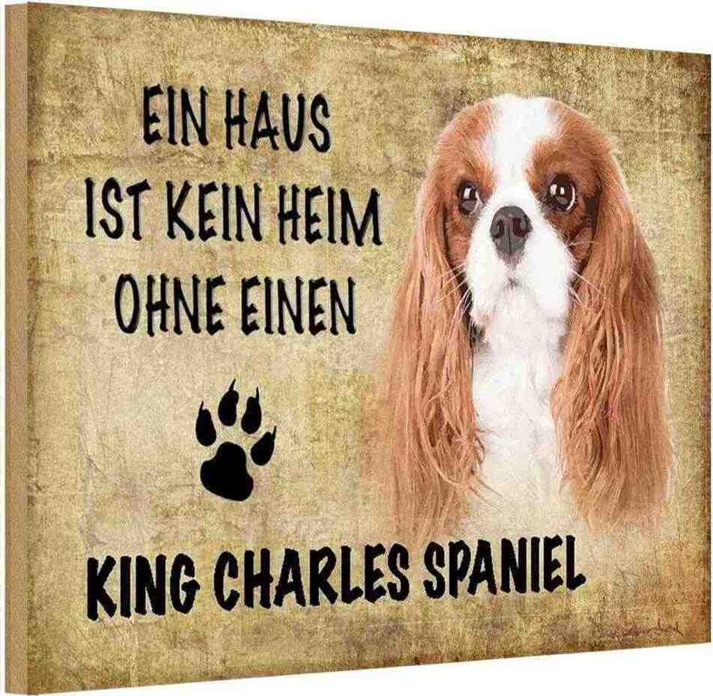 vianmo Holzschild 20x30 cm King Charles Spaniel Hund Tier Haustier