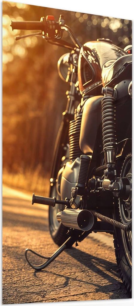 Glasbild 55x110cm in XXL für Wohnzimmer, Schlafzimmer Motiv Motorradsonne