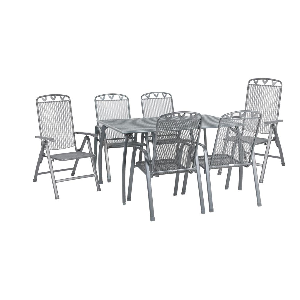 greemotion Gartenmöbel-Set Toulouse II 7-teilig grau Metall Produktbild 