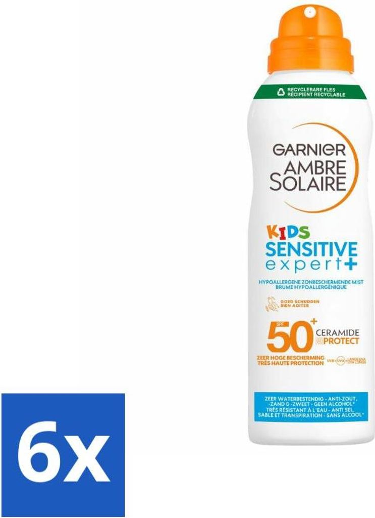 Garnier – Ambre Solaire – Sprühnebel – Kids Sensitive Expert+ – Hypoallergen – Lichtschutzfaktor 50+ – 150 ml - Vorteilspack - 6 Stücke