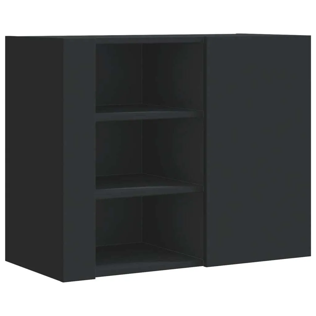 Scaffale a Parete Nero 75x35x60 cm Legno - Mobile Pensile Salvaspazio