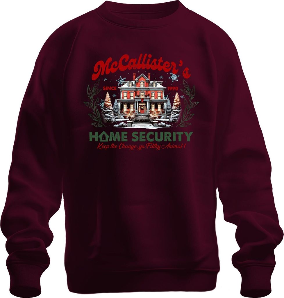 McCallisters Home Security Keep the Change ya Filthy Animal Uni Sweatshirt Pullover, Burgundy, M