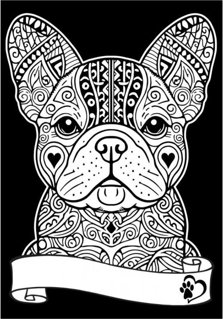 Livre de coloriage A4 bouledogues français - Détente créative pour adultes