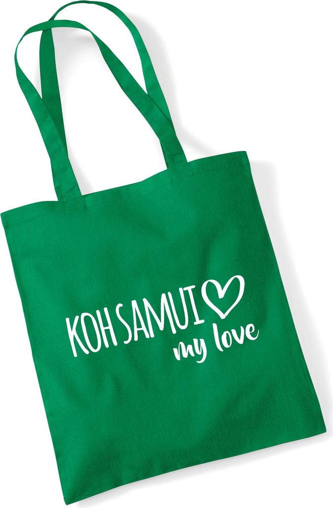Huuraa Jutebeutel Koh Samui my love 10 Liter Kelly Green Baumwolle Tasche Geschenkidee