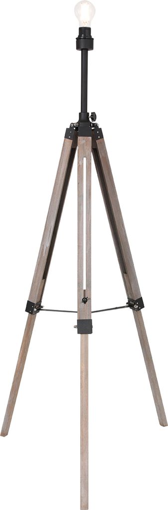 Steinhauer Stehleuchte Triek 1-flammig Mattschwarz mit vergrautem Holz 70x70cm
