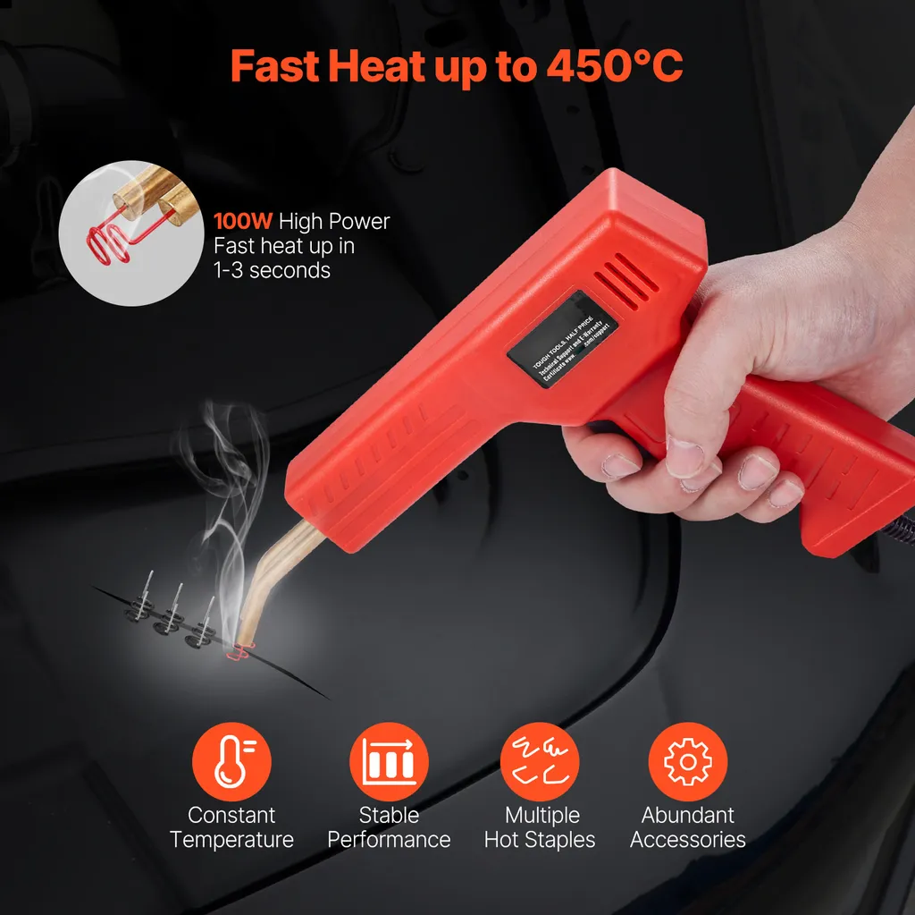 Set Saldatura Plastica 100W 2 In 1 – Saldatore E Pistola A Caldo Per Paraurti E Kayak, 3 Livelli Di Calore