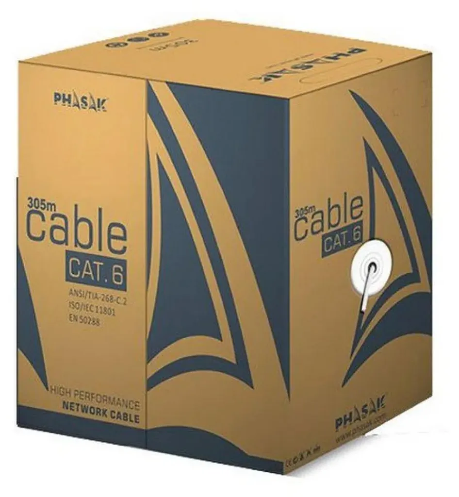 Bobine de Câble Réseau Ethernet Cat.6 305m Phasak Gris pour Installation