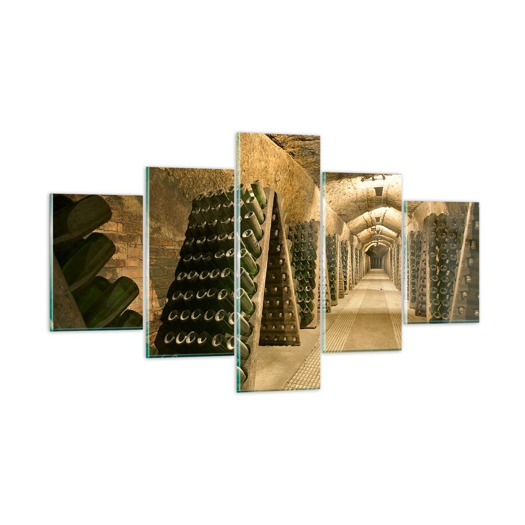 Bilder auf glas - Weinkeller Flaschen Keller - 125x70cm - Glasbilder - Wandbilder - Kunstdruck - zum Aufhängen bereit - Wanddekoration aus Glas - ...