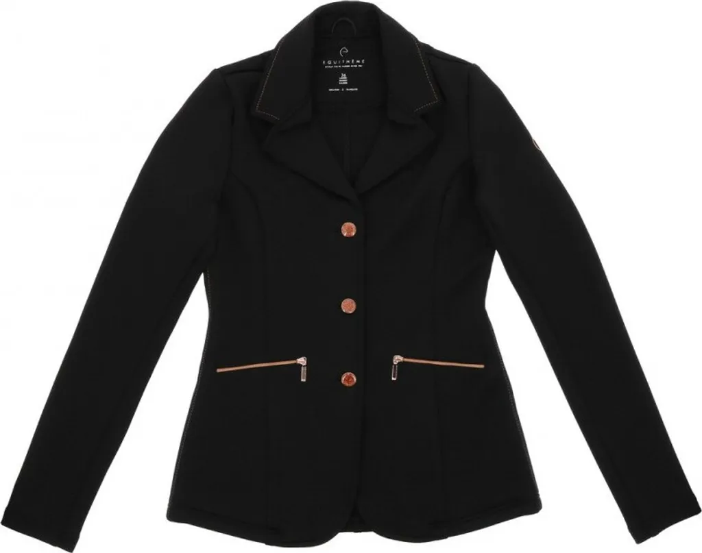Veste de concours Equithème stretch noire détails rose gold T36