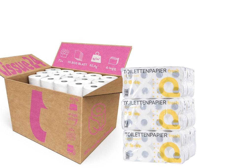 4-lagiges Toilettenpapier aus Zellstoff– Premium Komfort | 72 Rollen à 150 Blatt | Extra weich, saugstark & reißfest | Für Hotel, Gastronomie ...