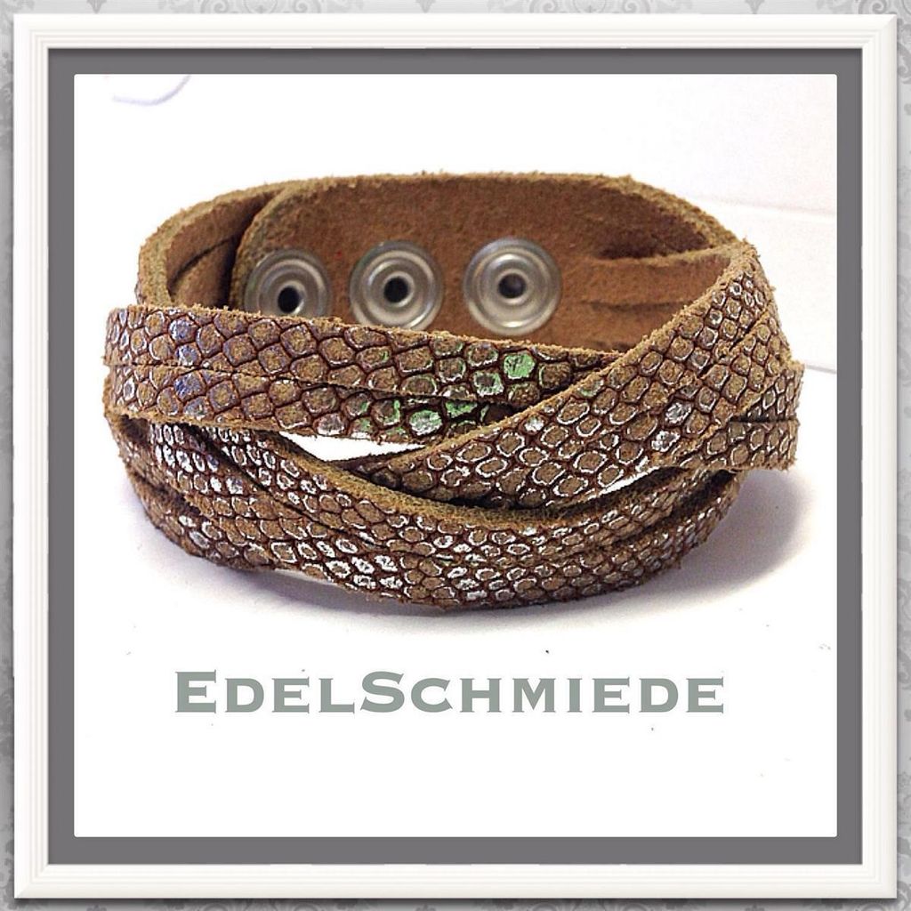 Edelschmiede925 helbraun Lederarmband mit Druckknopf Produktbild 