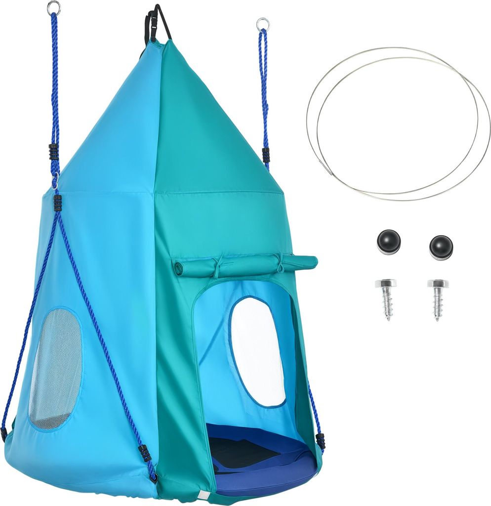 Outsunny Nestschaukel mit Zelt, Ø100 cm Kinderschaukel, Produktbild 