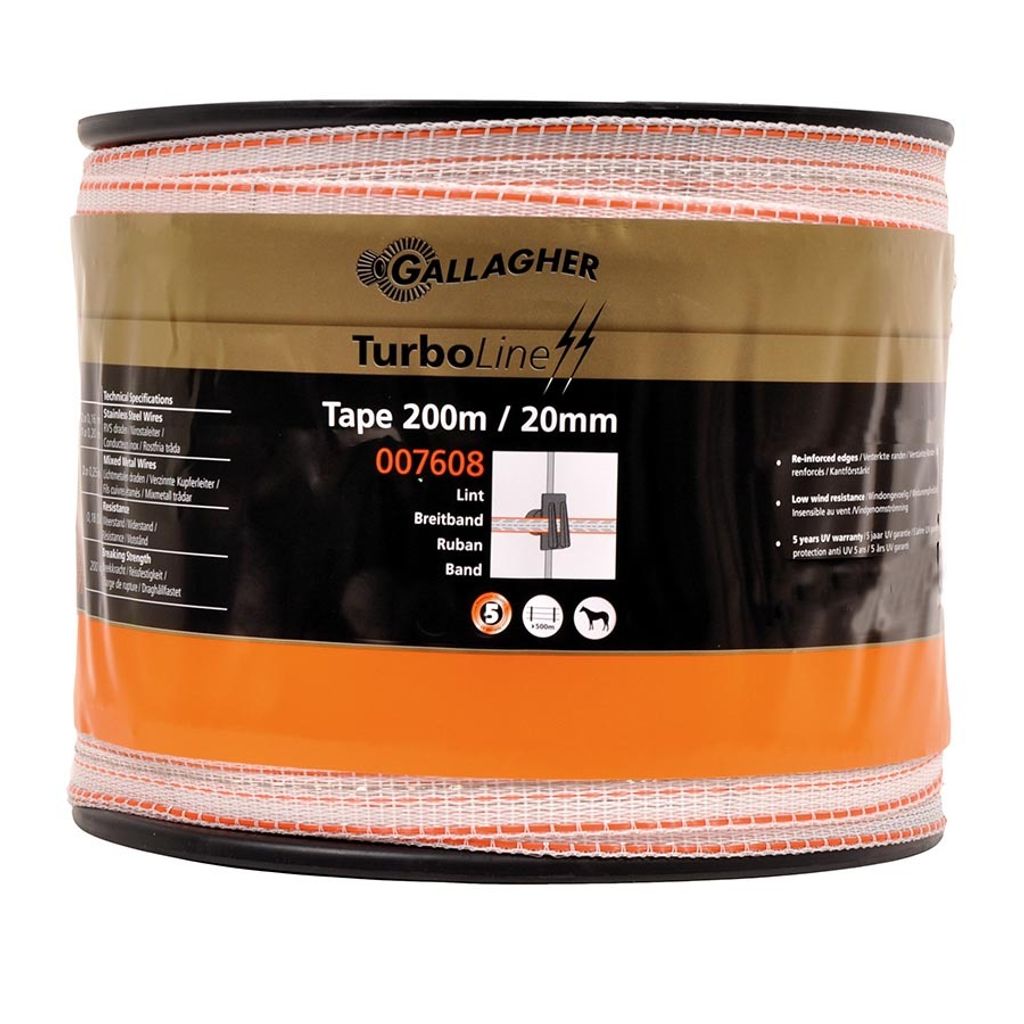 Gallagher Schriklint TurboLine (20 MM / Wit) - 200 Meter