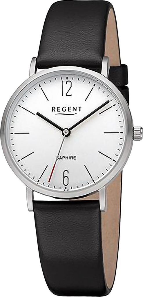 Regent Leder Damen Uhr Armbanduhr Quarz schwarz Lederarmband D2URF1318