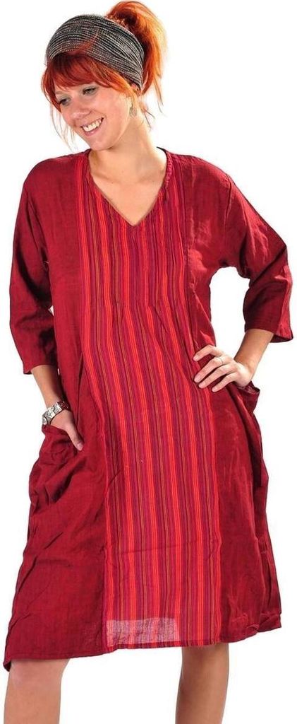 Kleid Trägerkleid Maxikleid Abendkleid Sommerkleid Strandkleid Kleider Knielang Langarm Tunika Relax, rot