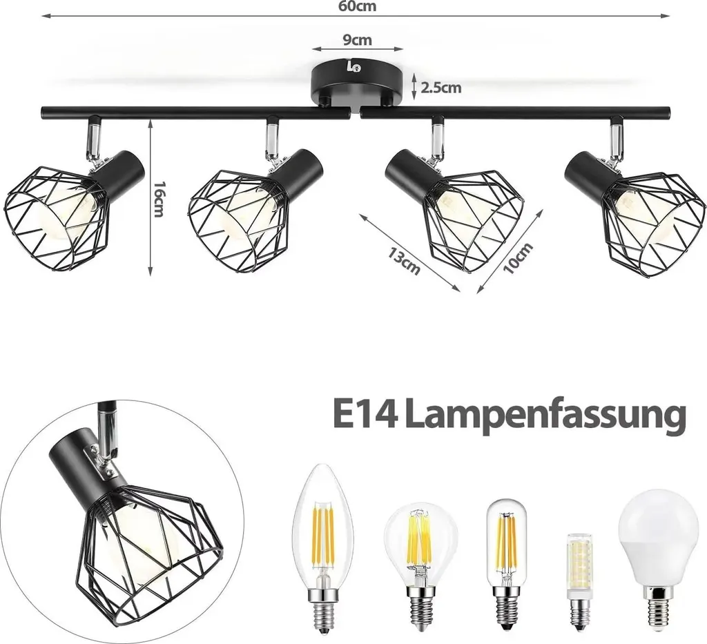 Projecteur de Plafond Orientable 4 Spots - Installation Autonome AC - 2