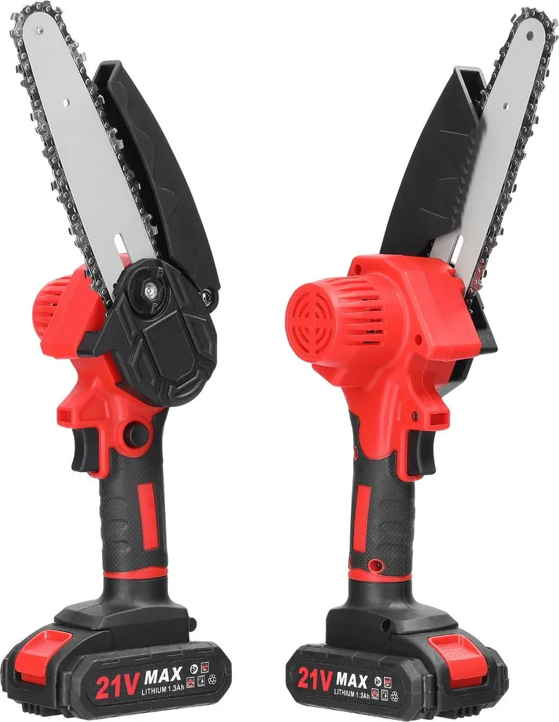 Mini-tronçonneuse 21V légère à une main - Pack de 2 batteries 15 cm
