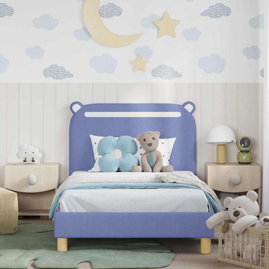 "Winter Sale" Kinderbettgestell mit Kopfteil Jeans blau 90 x 190cm Stoff - clorisNeu548404 - Klassische BettenJugendbett Tagesbett