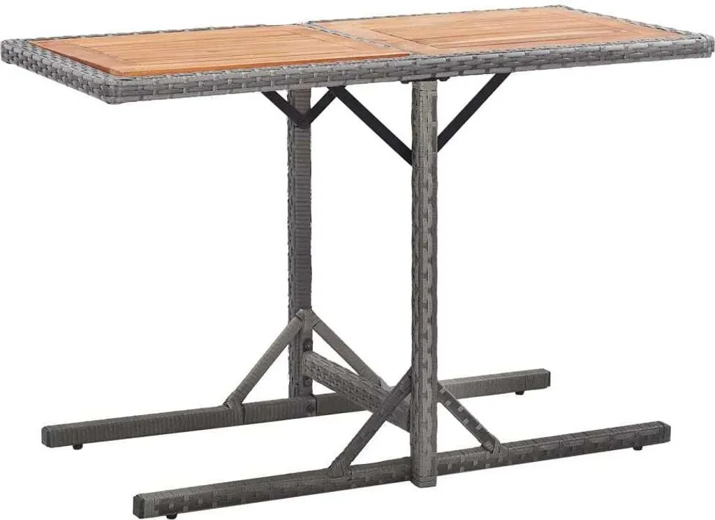 The Living Store Table de jardin Anthracite en Résine Tressée et Acacia