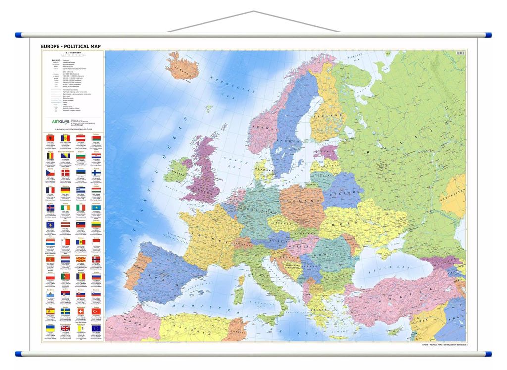 Politická nástenná mapa Európy v anglickej verzii, 1:4 500 Obrázok produktu 