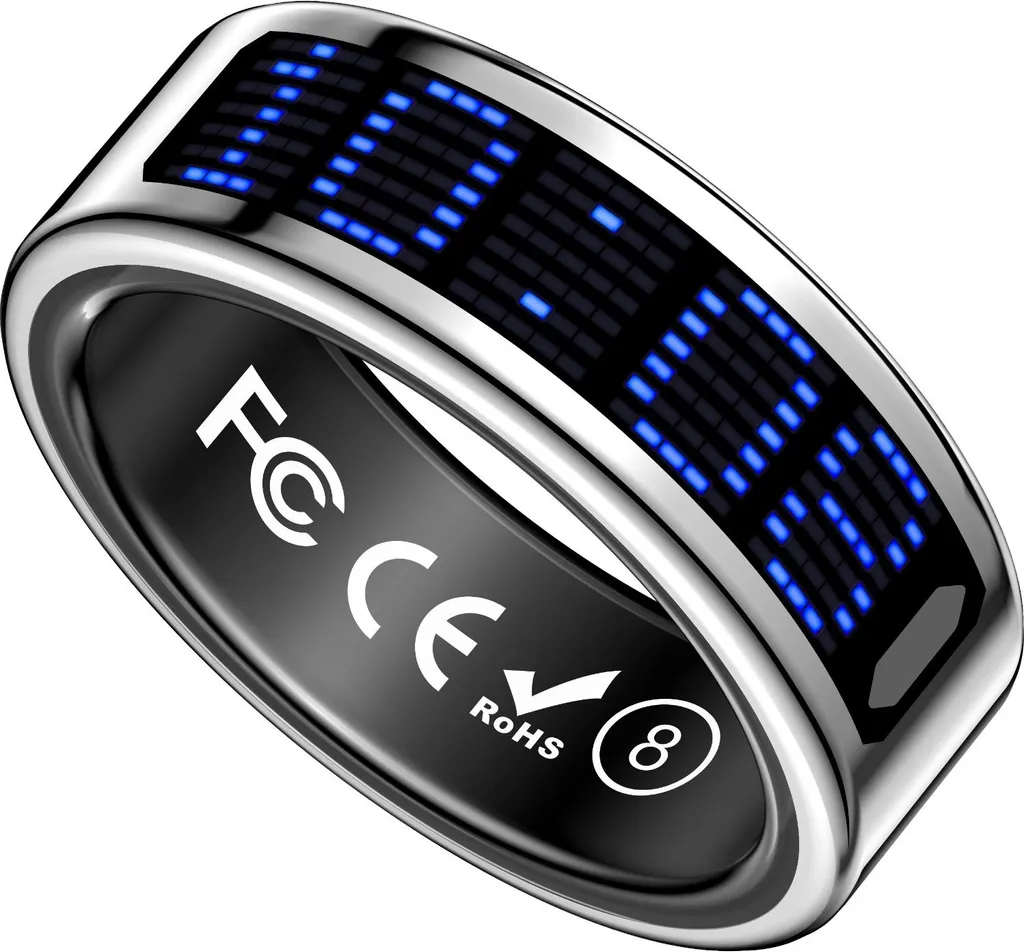 INF Smart Ring con Display: Controllo Touch, Fitness Tracking e Telecomando D'argento 9 - 3