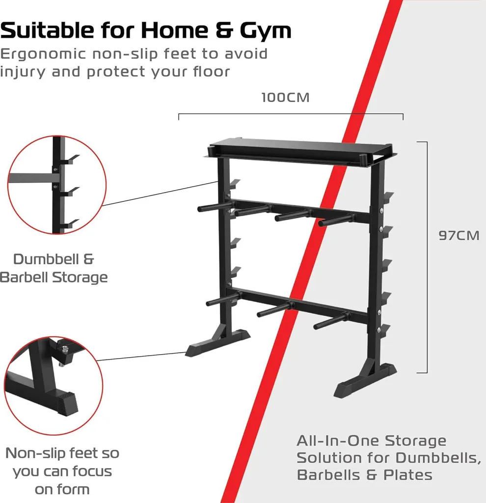 Rack de Rangement pour Haltères Support Compact en Acier Musculation - 3