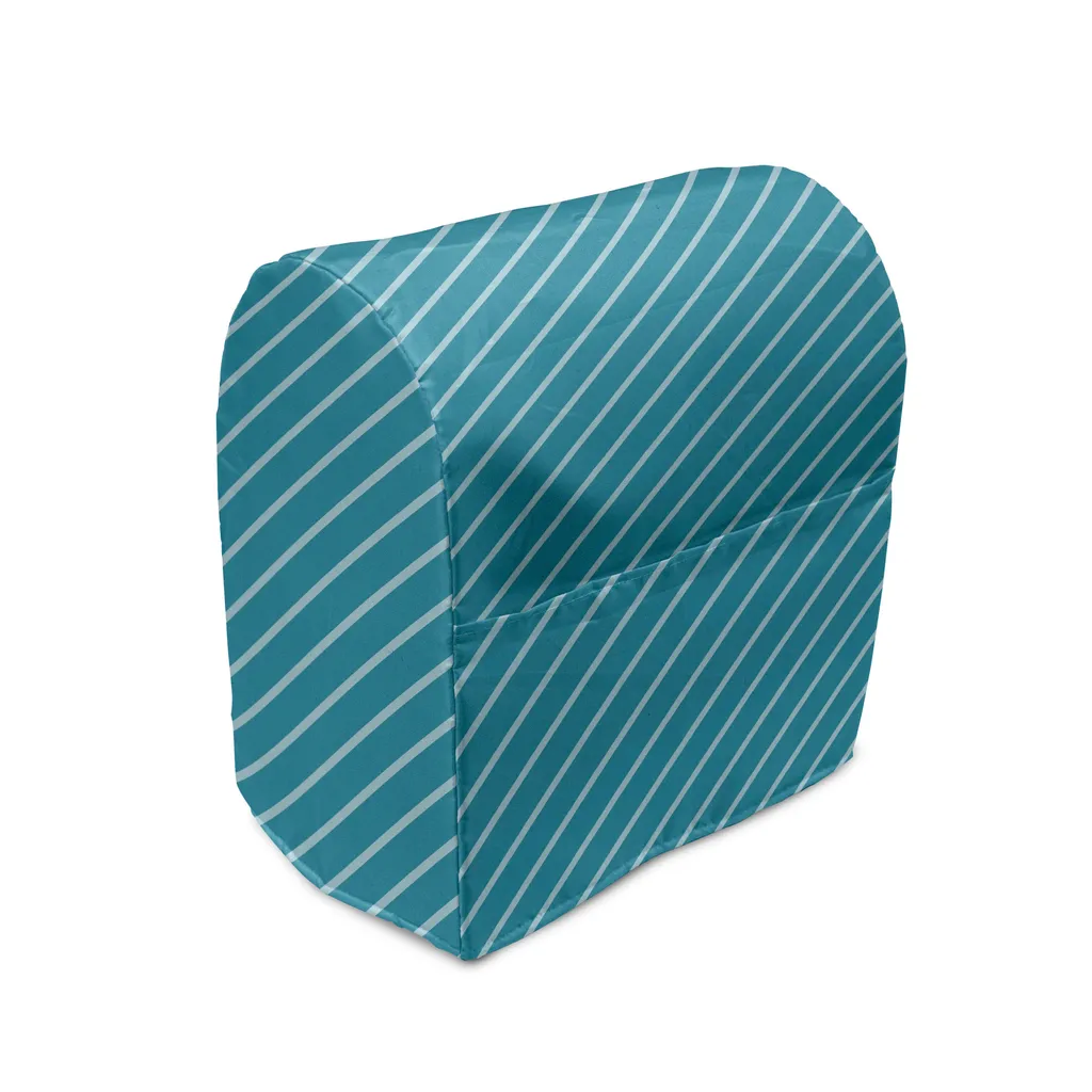 Protection de mixeur avec poches et motif rayé bleu turquoise et pâle