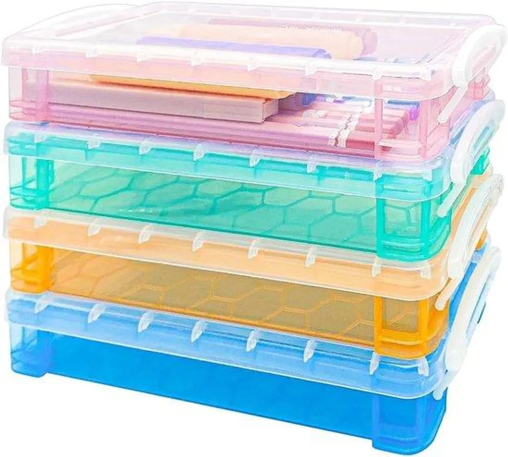 Tiroirs transparents empilables en lot de 4 pour crayons
