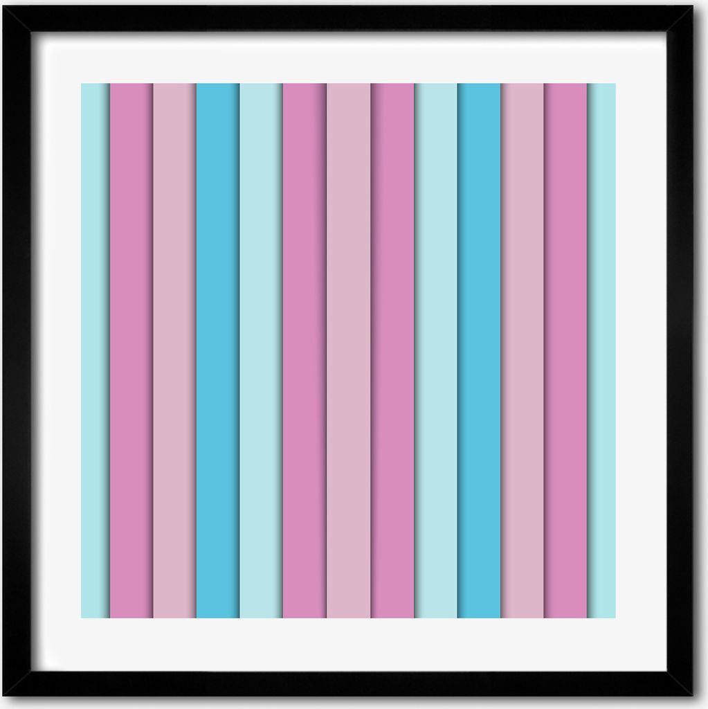 Bild - 50 cm x 50 cm - MDF - Rahmen, Wandkunst - Farbige Streifen