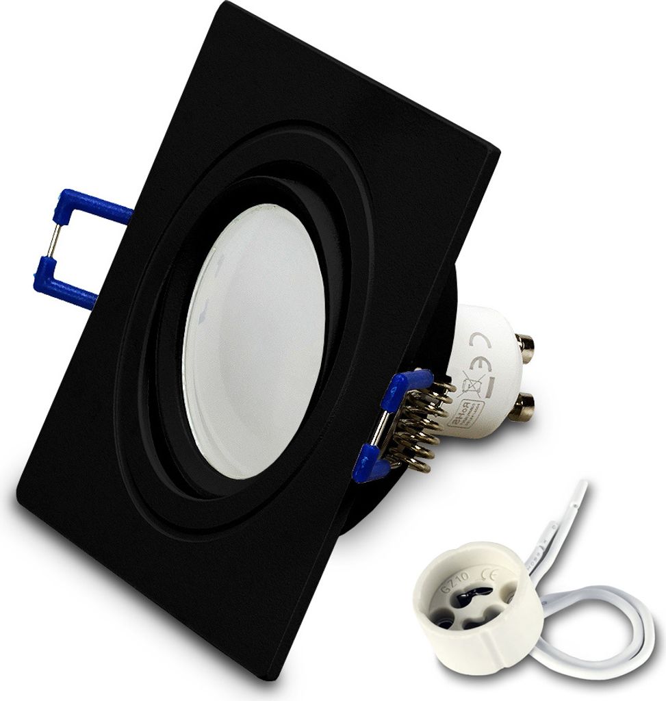 1x Einbauspot SET RIK.13 schwenkbar schwarz eckig GU10 7W neutralweiss