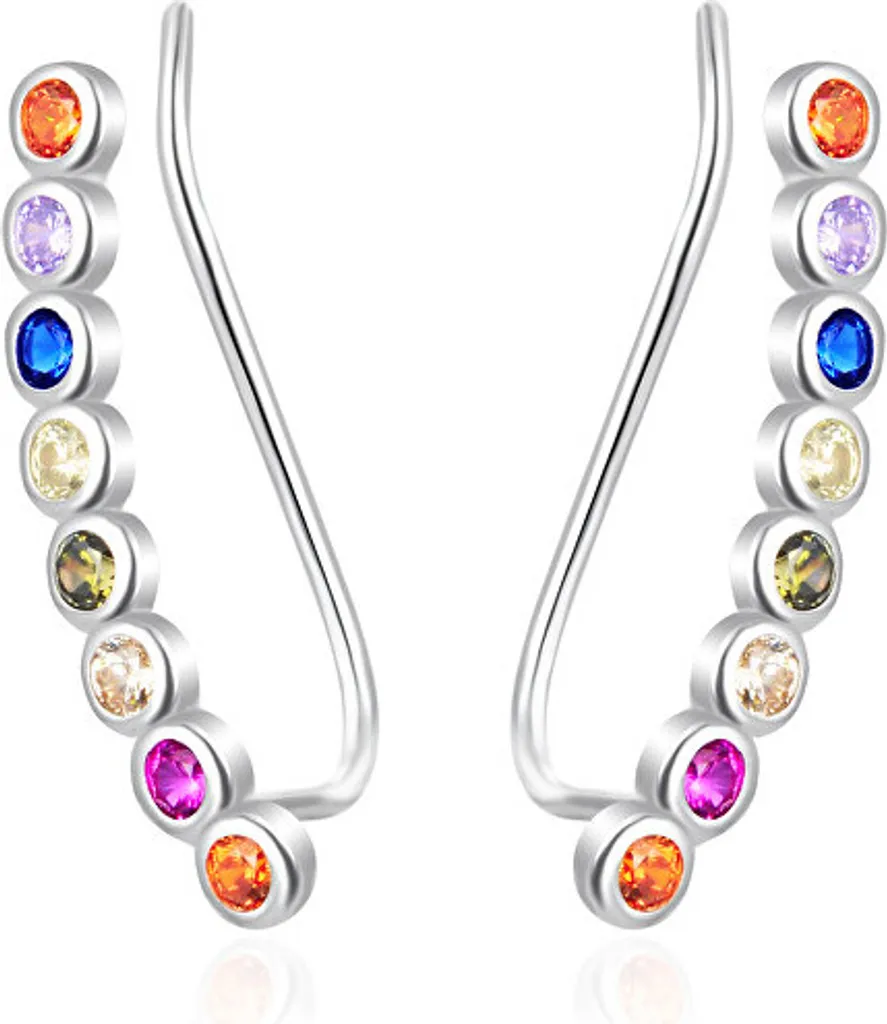 Orecchini Argento Allungati con Zirconi Colorati AGT-E027VC | Gioielleria